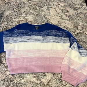 Wrangler Retro Blue and Pink oversized crop Sweater